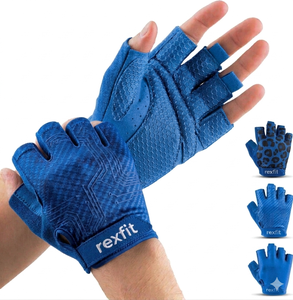 Rexfit Half Finger Gym <b>Gloves</b> Mesh Breathable Training <b>Weight</b> Lifting Unisex Pink Premium Gym <b>Gloves</b> with Palm Cushion Workout - Product Image 2