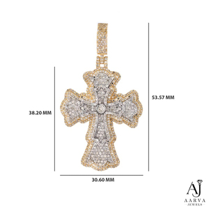 Pendentif croix en moissanite bicolore, coupe ovale, bijou pour homme et femme, collier chaîne - Product Image 2