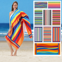 Custom Multicolor Sublimation Striped Beach Towels Microfiber Absorbent Quick Dry Beach Bath Towel with Prints