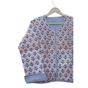 เสื้อโค้ทผ้าฝ้ายถักลายดอกไม้ พิมพ์ลายด้วยมือ แบบสองด้าน ระบายอากาศได้ดี ติดกระดุม ทอแบบด้วยมือ เป็นมิตรต่อสิ่งแวดล้อม - Product Image 3