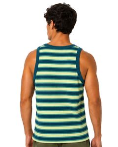Dark Teal Lime Striped Men Cotton Tank <b>Top</b> Sleeveless <b>Vest</b> Casual Summer Gym Fitness Shirt Breathable Loose Fit Streetwear - Product Image 2