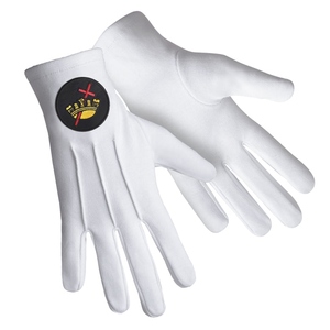 ถุงมือพิธีกรรมอัศวินเทมพลาร์ OEM ผ้าฝ้ายแท้ ป้ายสีดำ โลโก้สั่งทำ - Product Image 2