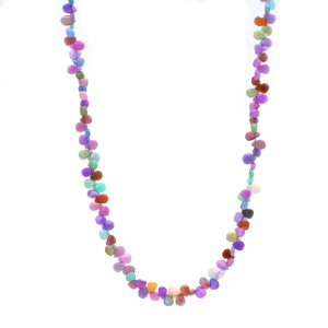 Collier en opale multicolore naturelle au design unique, en argent sterling 925, fait main, bijoux en pierres précieuses, tendance pour femmes, 15,5 pouces - Product Image 1