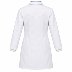Medical <b>Lab</b> <b>Coat</b> Soft <b>White</b> Diagonal Snap Spread Collar Custom Wholesale Unisex Doctor Uniform Healthcare Workwear Seam Pockets - Product Image 3