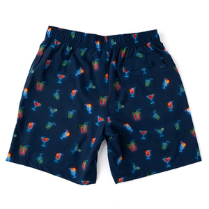 Short de bain décontracté pour homme, bleu marine, imprimé cocktail, séchage rapide, avec cordon de serrage - Product Image 3