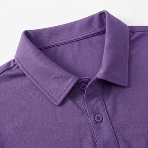 Polo de Manga Corta Morado para Hombre con Bolsillo en el Pecho, Color Sólido, Informal, Tejido Oxford, Corte Regular - Product Image 5