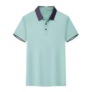 Men's Custom Logo Short Sleeve Polo Shirt Solid Color Breathable Knitted Cotton Casual Wear Button Front Regular Fit - Product Image 2