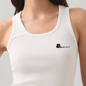 Camiseta sin mangas informal de punto acanalado para mujer, mezcla de spandex/algodón, secado rápido, ecológica, longitud regular, tela jersey, para verano - Product Image 4