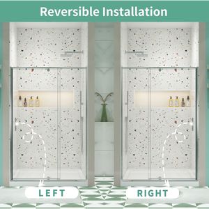 Porta Doccia Scorrevole a Battente in Vetro da 32-36 pollici (L) x 72 pollici (A) con Telaio Cromato in Vetro Temperato Trasparente SGCC da 1/4 di pollice (6mm) - Product Image 2