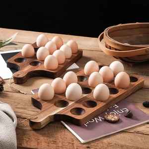 Bandeja de madera para huevos, tabla larga para servir, plato para huevos rellenos, soporte de madera para huevos, organizador de huevos para cocina, bandeja para servir huevos para el desayuno - Product Image 5