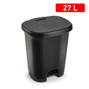 CUBO PEDAL 27L, Cubo de Basura con Tapa Abatible, Color Negro - Product Image 3