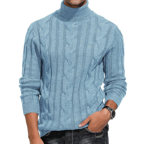 Suéter de Punto para Hombre AL SWANS INTERNATIONAL, Color Marrón, con Cierre, Manga Larga, Diseño Sólido, para Invierno, Corte Regular, Nailon/Cachemira - Product Image 3
