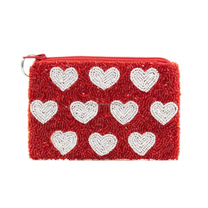 Handmade Beaded Coin <b>Purse</b> Red Heart Design | Custom <b>Small</b> Magnetic Closure Portable Pouch Women Girls | Wholesale Mini Bag - Product Image 3