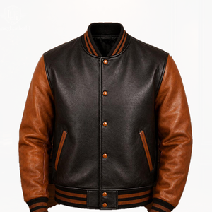 New Fraternity Style Men's Genuine Leather Jacket Custom Made <b>Varsity</b> Design Turn-down Collar Greek Letter Logo OEM Wholesale - Product Image 5
