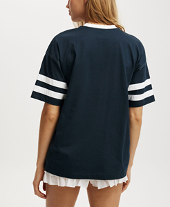 Camiseta de Cuello Redondo para Mujer, Corte Regular, Personalizada, de Alta Calidad, Manga Corta, Diseño con Hombros Caídos y Apliques, Superventas - Product Image 4