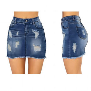 Jupes en denim semi-extensible délavées à l'acide, style cargo, avec ceinture cargo classique et multiples poches, tendance 2026 HSI - Product Image 2