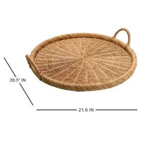 Plateau de service de nouvelle conception avec poignée, forme ronde, fabriqué au Vietnam, prix de gros, OEM ODM, couleur au choix. - Product Image 1