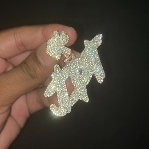 Pendentif personnalisé avec nom JPT en or massif 10K, 14K, argent 925, or rose, diamant de laboratoire, entièrement serti de diamants, bijoux de style hip-hop. - Product Image 1