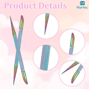 Herramienta de Manicura de Acero Inoxidable Multicolor, Palito para Quitar Esmalte de Uñas, Cortador de Esmalte, Empujador de Cutículas Profesional - Product Image 5