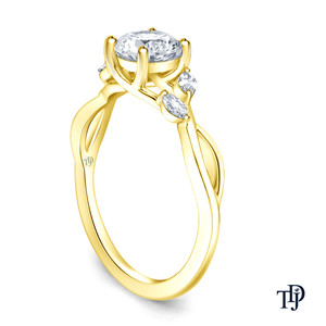 Anillo de Compromiso Romántico de Oro de 10K con Diseño de Enredaderas y Hojas, con Detalles de Capullos Marquise y Diamante Central (Natural) OEM - Product Image 5