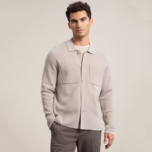Cárdigan de punto sólido para hombre, con cuello, manga larga, abotonado, de un solo pecho. - Product Image 1