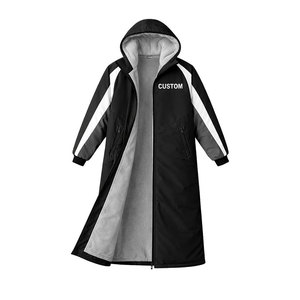 High Quality OEM Men's Long Swim Parka Black Waterproof Windproof Thermal <b>Lined</b> Hooded <b>Coat</b> Swimmers Training Outdoor Use - Product Image 3