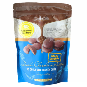 Venta al por mayor de galletas de chocolate puro para pedidos de fabricación OEM/ODM, botones de chocolate negro auténtico HALAL 58% cacao, precio de panadería. - Product Image 1