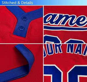 Men's Two Button Sublimated Baseball Jersey Sports Team Wear 100% Polyester Printed Softball Baseball Jersey - Product Image 5