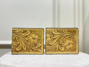 Nouveau modèle occidental repoussé à la main en cuir hommes portefeuille longue fermeture éclair vente chaude élégant en cuir véritable porte-carte portefeuilles pour hommes - Product Image 3