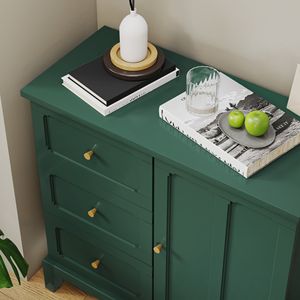 Credenza Moderna in Stile Fattoria con 3 Cassetti e 1 Anta, Ampio Spazio di Archiviazione, Ripiano Regolabile per Soggiorno - Product Image 4