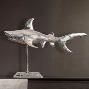 Escultura de Tiburón de Metal Hecha a Mano, Figura Animal Moderna, Decoración de Mesa para Sala de Estar - Product Image 4