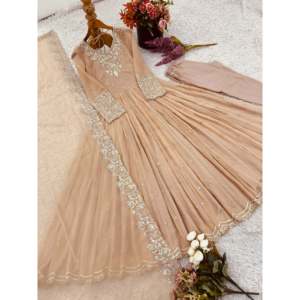 Robe Anarkali de créateur avec séquence arc-en-ciel brodée pour les occasions de soirée - Product Image 2
