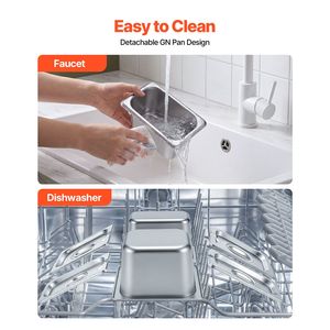 Contenitore Espositore per Alimenti da Banco in Acciaio Inossidabile, Vassoio per Insalata per Ristoranti e Hotel, Dispenser per Condimenti da Buffet, Ghiaccio - Product Image 5