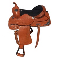 Selle d'équitation western en cuir véritable avec arceau en bois/plastique