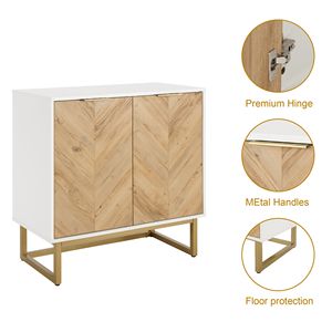 Mobile Moderno Bianco e Oro con 2 Ante, Credenza per Soggiorno e Sala da Pranzo - Product Image 4