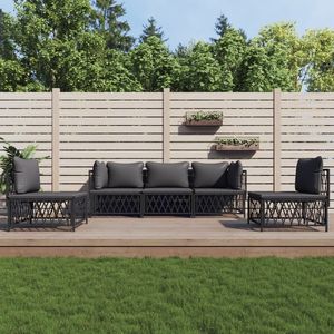 Set Lounge da Giardino Modulare in Antracite a 5 Pezzi con Tessuto Intrecciato per il Comfort all'Aperto - Product Image 1