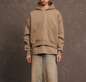 Heavy Weight 450gsm 100% Organic Cotton Boxy Fit Cropped Zip Up Hoodie Cozy Sweatfleece Perfect Zip Hoodie Thick Cotton Hoodie - Product Image 3