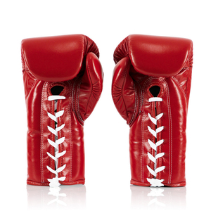 Guantes de Sparring Fairtex Profesionales de Cuero Rojo Personalizados con Cordones, Agarre Ergonómico, Logotipo OEM, Guantes Unisex para Competición con Logotipo Personalizado - Product Image 4