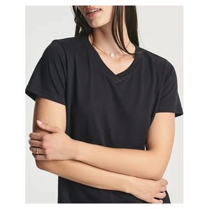 Camiseta Elegante con Cuello Redondo para Mujer, Impresión Personalizada al por Mayor, Ecológica, Informal, de Invierno, 100% Algodón, Decoración Bordada, Personalizada - Product Image 2