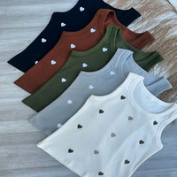 Débardeur d'été pour femme en mélange coton, élasthanne et viscose, style Y2K, sans manches, pour l'extérieur, assortiment de styles en stock