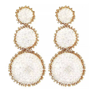 Hot Sale Europe and the New Round Rice Beads Beaded <b>Handmade</b> <b>Earrings</b> Gem Rhinestone <b>Earring</b> - Product Image 3