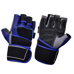 Half <b>Finger</b> Leather Fitness Gloves Black Red Adjustable Wrist <b>Strap</b> Gym Weight Lifting Workout Hand Wear - Product Image 5