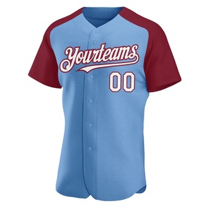 Uniforme de Béisbol Premium Azul Cielo y Granate con Botones, Ropa Deportiva para Equipos, Malla Bird Eye, Bordado Personalizado, Sublimación, Venta al Por Mayor - Product Image 2