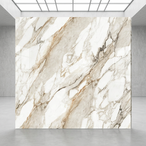 Dalles de pierre frittée en porcelaine blanche Calacatta Bonazo brillante 1600x3200mm 12mm résistantes aux acides pour hall, salon moderne - Product Image 4