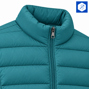 Veste matelassée pour homme, couleur turquoise, col montant, fermeture éclair, coupe-vent, manteau d'hiver décontracté, coupe régulière, extérieur en polyester - Product Image 3
