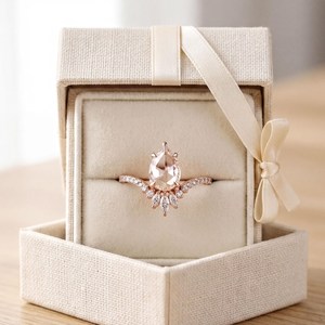 Bague demi-éternité en grappe certifiée IGI, couleur DEF, clarté VS VVS, or massif 10K 14K 18K, diamant de laboratoire taille poire, taille rose et taille rond - Product Image 1