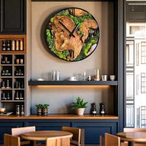 Olive Wood Clock with Real Moss Handmade Rustic Nature Wooden Moss Wall Clock Handmade Nature-Inspired Wall Decor Collection - Product Image 4