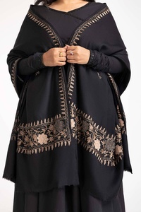 Luxury Women Kashmiri Pashmina Black Floral Shawl Winter Warm Ethnic Embroidered Wrap Dupatta Stole Scarf Wholesales Supply - Product Image 2