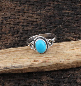 925 Sterling <b>Silver</b> Bezel Setting Turquoise Oval Cut Handmade Classic <b>Boho</b> Dainty Solitaire <b>Ring</b> Certified Jaipur Unisex - Product Image 3