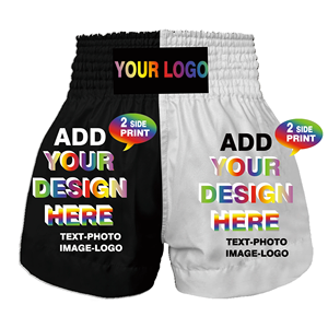 Personaliza tus pantalones cortos de Muay Thai para niños, adultos, artes marciales, taekwondo, boxeo, y jiu-jitsu brasileño. - Product Image 4